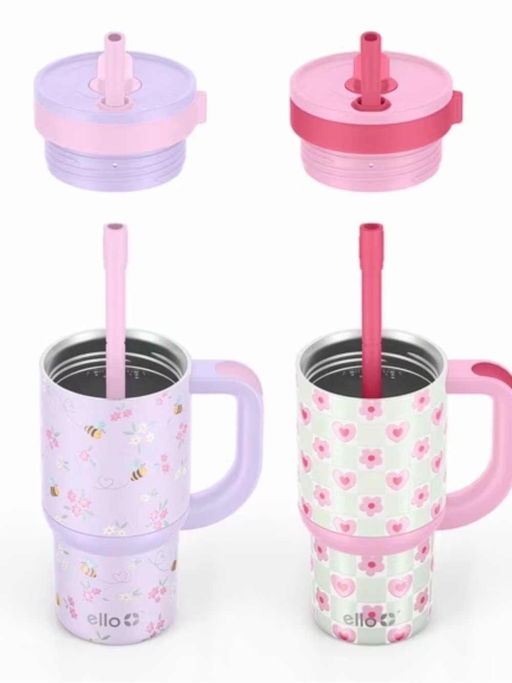 ELLO Kids Insulated Straw Mug - Pink & Lavender